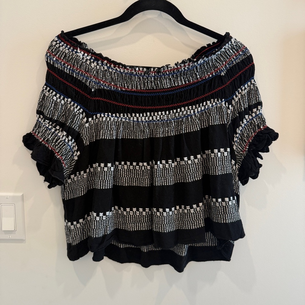 Piper Black and White Striped Off-Shoulder Blouse